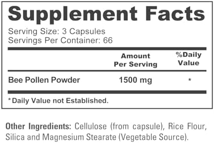 NusaPure Polen de Abeja 1500mg 200 Cápsulas Veganas (100% Vegetariano, No GMO) Proteínas y Aminoácidos Naturales - imagen 4