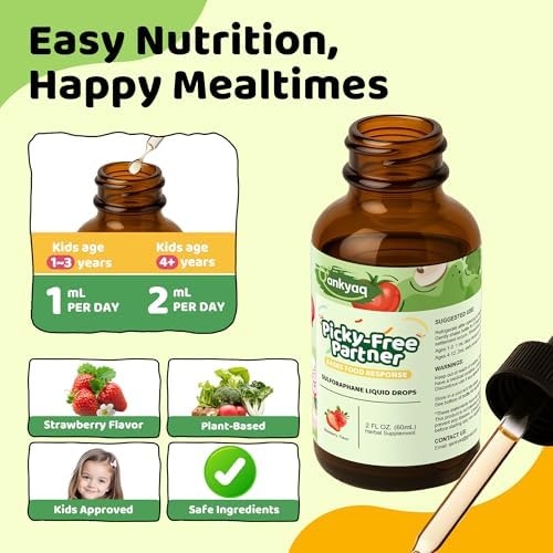 Suplemento de Sulforafano para Niños, Extracto Líquido de Brotes de Brócoli, Aumentador de Apetito (1+ años), Suplementos Veggie con Sabor a Fresa - - imagen 5