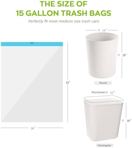 Bolsas de basura GoodFinely de 15 galones, con fragancia floral, ultra resistentes y sin desgarros, 26x30 pulgadas, ideales para cocina, oficina y - imagen 6