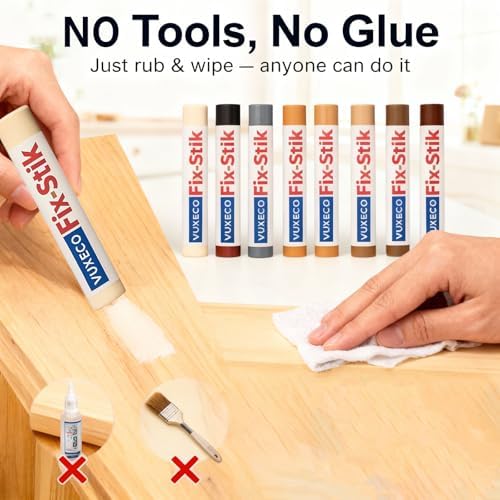 VUXECO Crayones de Reparación Rápida para Madera, Kit de 10 Colores para Arañazos, Huecos y Golpes en Muebles, Cera para Acabados de Madera - imagen 3