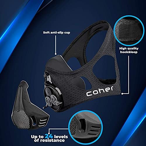 Máscara de Entrenamiento Coher para Hombres y Mujeres - Niveles de Resistencia Ajustables - Aumenta Capacidad Pulmonar y Resistencia - Ideal para - imagen 2