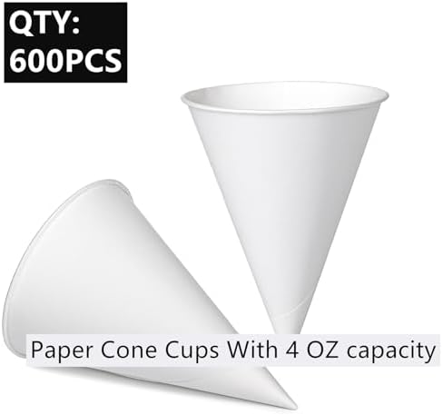 HningBuyox 600 Piezas de Vasos de Papel en Forma de Cono de 4 Oz, Vasos Desechables para Dispensador de Agua, Oficina, Eventos Deportivos y - imagen 2