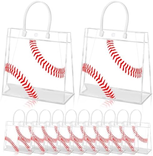 HYMENEX 24 Piezas de Bolsas de Regalo de Béisbol, Bolsas de Buenas Acciones Transparentes con Asa para Fiestas de Deportes y Cumpleaños - imagen 1