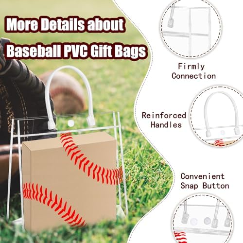 HYMENEX 24 Piezas de Bolsas de Regalo de Béisbol, Bolsas de Buenas Acciones Transparentes con Asa para Fiestas de Deportes y Cumpleaños - imagen 2