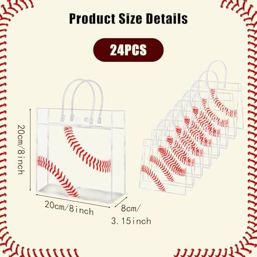 HYMENEX 24 Piezas de Bolsas de Regalo de Béisbol, Bolsas de Buenas Acciones Transparentes con Asa para Fiestas de Deportes y Cumpleaños - imagen 3