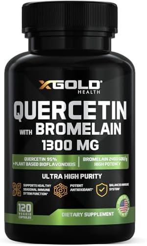 Quercetina + Bromelina 1,300mg: 95% Purificada y Bioavailable + Bromelina 2,400 GDU/g - Hecho en EE. UU. | 120 Cápsulas - imagen 1