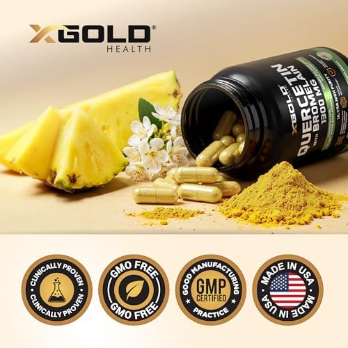Quercetina + Bromelina 1,300mg: 95% Purificada y Bioavailable + Bromelina 2,400 GDU/g - Hecho en EE. UU. | 120 Cápsulas - imagen 6