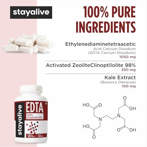 Cápsulas STAY ALIVE EDTA 1500mg con Zeolita 98% y Extracto de Col Rizada, 120 Píldoras, Suplemento de EDTA de Calcio Disódico Sin OGM y Sin Gluten - imagen 3