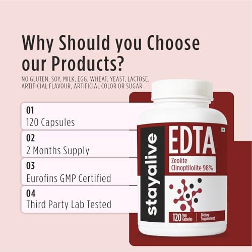 Cápsulas STAY ALIVE EDTA 1500mg con Zeolita 98% y Extracto de Col Rizada, 120 Píldoras, Suplemento de EDTA de Calcio Disódico Sin OGM y Sin Gluten - imagen 5