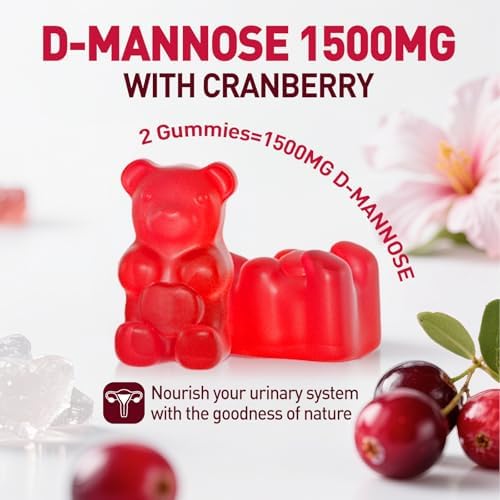 Gomitas NATISLAND D-Mannosa con Arándano, Suplementos de 1500mg para Mujeres, Salud del Tracto Urinario, Veganas, Sin Azúcar, Sabor Frambuesa, 60 - imagen 4