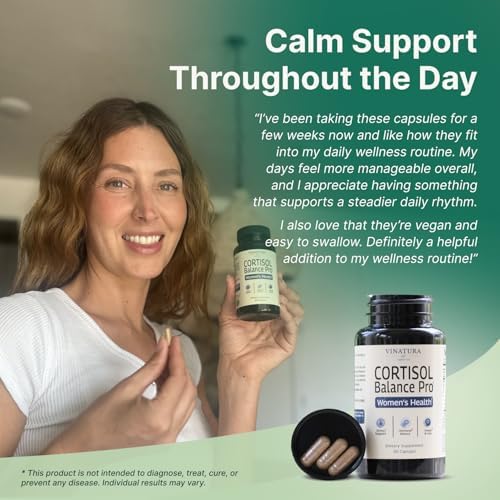 Suplementos de Cortisol VINATURA para Mujeres - Detox y Manejo de Cortisol - Soporte Adrenal y para el Estrés, 60 Cápsulas Veganas - imagen 5