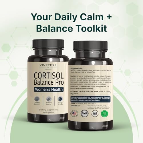 Suplementos de Cortisol VINATURA para Mujeres - Detox y Manejo de Cortisol - Soporte Adrenal y para el Estrés, 60 Cápsulas Veganas - imagen 8