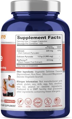 NusaPure Piruvato de Calcio - Apto para Vegetarianos/Veganos, No Transgénico - 1500 mg - 200 Cápsulas - imagen 2