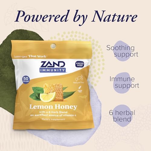 ZAND Caramelos de Limón y Miel para la Inmunidad 2 Paquetes con Vitamina C, Miel Orgánica - Suplemento Vegetariano Sin Gluten, 50 piezas cada uno - imagen 3