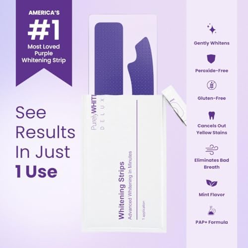 PurelyWHITE | Tiras Blanqueadoras Moradas | Blanqueador Dental Sin Peróxido, Seguro para el Esmalte, Remoción de Manchas Profundas - Blanqueamiento - imagen 2