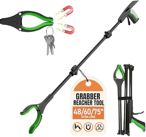 Herramienta de Alcance Extra Larga, Agarrador Plegable de 48, Doble Punta Magnética, Agarrador 2 en 1 con Cuchara, Ideal para Personas Mayores y - imagen 1