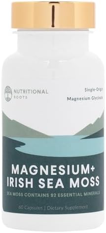 Nutritional Roots - Magnesio + Musgo Marino Irlandés - 350mg de Glicinato de Magnesio y Musgo Marino Orgánico - Suplemento Esencial - 30 Porciones - - imagen 1