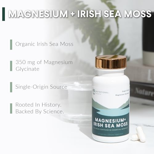 Nutritional Roots - Magnesio + Musgo Marino Irlandés - 350mg de Glicinato de Magnesio y Musgo Marino Orgánico - Suplemento Esencial - 30 Porciones - - imagen 2