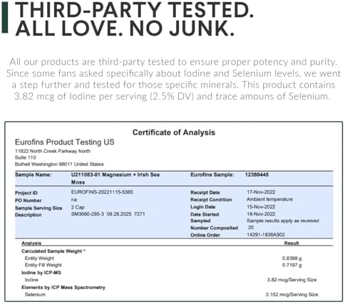 Nutritional Roots - Magnesio + Musgo Marino Irlandés - 350mg de Glicinato de Magnesio y Musgo Marino Orgánico - Suplemento Esencial - 30 Porciones - - imagen 6