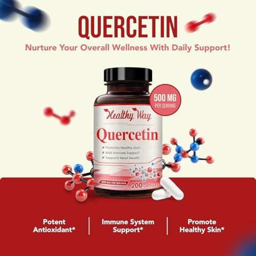 Cápsulas de Quercetina 500mg de Alta Potencia - Suplemento Antioxidante Vegano para Corazón, Piel, Cerebro e Inmunidad - Sin Gluten, Hecho en EE. UU. - imagen 3
