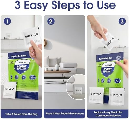 BIO YOLO Bolsitas Repelentes de Roedores – Aceite de Menta, Eficacia Natural – Repele Ratones, Ratas y Ardillas – Protege Interior, Auto, RV, Barco, - imagen 4