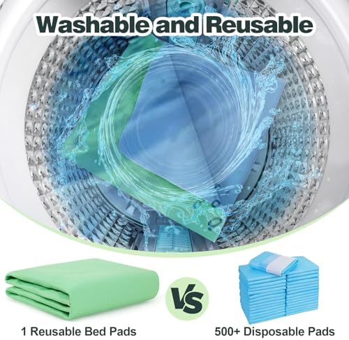 Protectores de Cama Lavables Impermeables, 55 x 37 (Paquete de 2) - Almohadillas Reutilizables para Incontinencia, Protector de Colchón para Adultos, - imagen 6