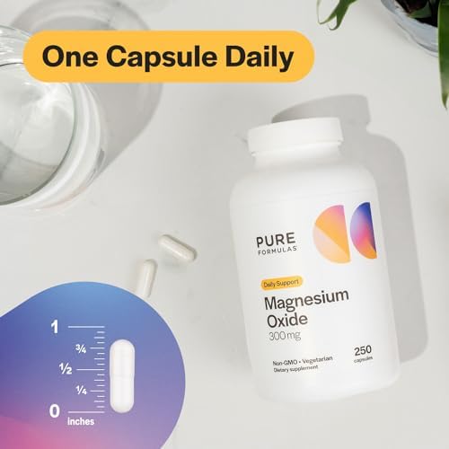 Magnesio Óxido PureFormulas 300 mg – Corazón Saludable, Relajación, Soporte Inmunológico, Cápsulas Vegetarianas No-OGM – 250 Unidades - imagen 5