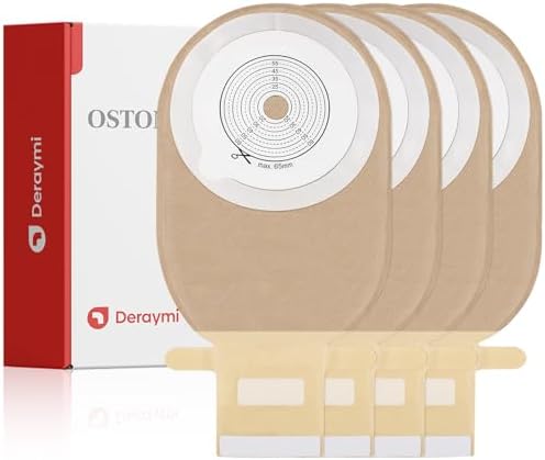 Bolsas de Colostomía DERAYMI 20 Piezas, Suministros para Ostomía, Bolsas Drenables Cortables de 20-65mm con Cierre de Gancho y Bucle - imagen 1