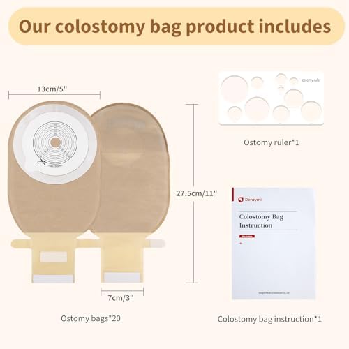 Bolsas de Colostomía DERAYMI 20 Piezas, Suministros para Ostomía, Bolsas Drenables Cortables de 20-65mm con Cierre de Gancho y Bucle - imagen 7