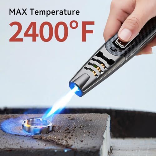 Encendedor de Soplete ZQMW, Encendedor de Butano, Llama Jet Grande Ajustable, Recargable con Bloqueo de Seguridad para Velas, Parrilla, Camping y - imagen 2