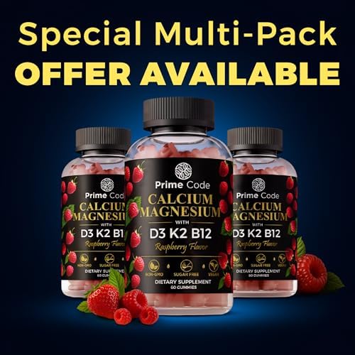 Gomitas de Calcio 5 en 1 para Mujeres y Hombres con Magnesio, Vitamina B12, K2 y D3 | Suplemento Vegano de Calcio (100mg) y Magnesio (50mg) - imagen 3