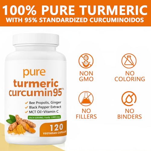 Suplemento de Cúrcuma Curcumina 95 1000mg - Complejo de Cúrcuma 95% con Propolis, Jengibre, Aceite MCT, Vitamina C Liposoluble y Pimienta Negra, Sin - imagen 4