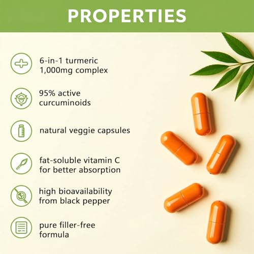 Suplemento de Cúrcuma Curcumina 95 1000mg - Complejo de Cúrcuma 95% con Propolis, Jengibre, Aceite MCT, Vitamina C Liposoluble y Pimienta Negra, Sin - imagen 5