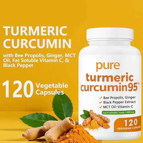 Suplemento de Cúrcuma Curcumina 95 1000mg - Complejo de Cúrcuma 95% con Propolis, Jengibre, Aceite MCT, Vitamina C Liposoluble y Pimienta Negra, Sin - imagen 6