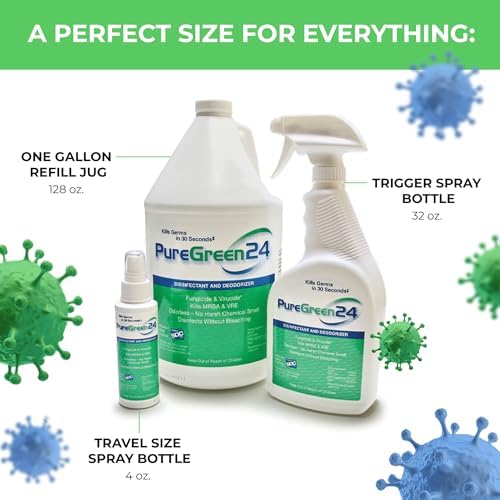 Desinfectante PURE GREEN 24 Seguro y Efectivo 32oz - Elimina gérmenes mortales como RSV, COVID-19, Norovirus, MRSA y más, sin químicos tóxicos, - imagen 4