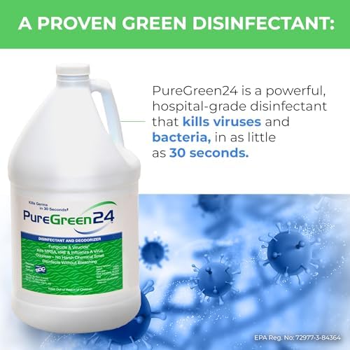 Desinfectante PURE GREEN 24 Seguro y Efectivo 32oz - Elimina gérmenes mortales como RSV, COVID-19, Norovirus, MRSA y más, sin químicos tóxicos, - imagen 5