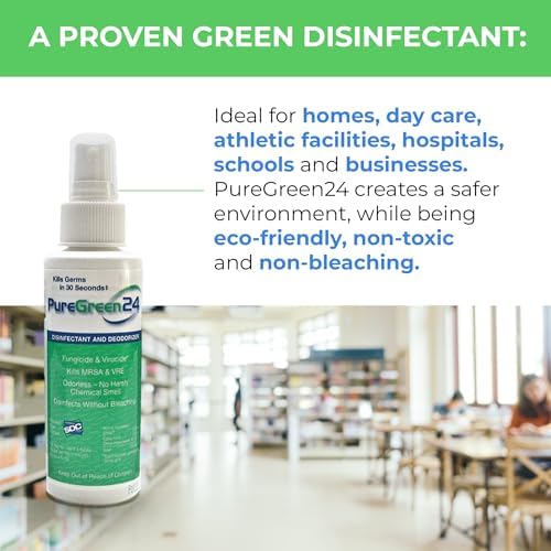 Desinfectante PURE GREEN 24 Seguro y Efectivo 32oz - Elimina gérmenes mortales como RSV, COVID-19, Norovirus, MRSA y más, sin químicos tóxicos, - imagen 7