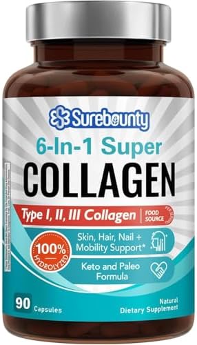 Complejo Multi Colágeno Surebounty, Tipo I, II, III, 6 en 1, Super Colágeno con Vitamina C, Ácido Hialurónico, Biotina, Cúrcuma, Pimienta Negra, - imagen 1