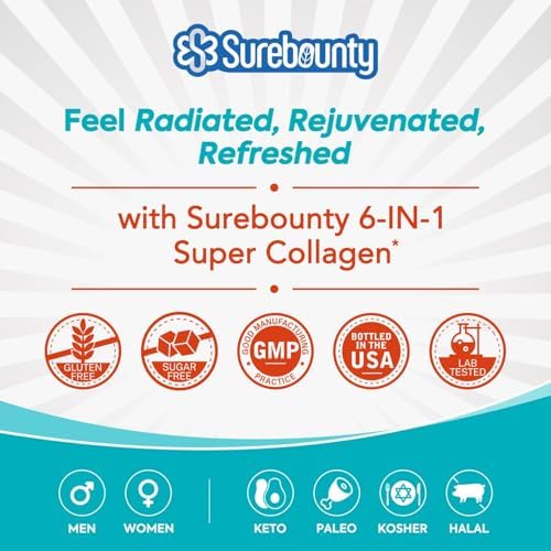 Complejo Multi Colágeno Surebounty, Tipo I, II, III, 6 en 1, Super Colágeno con Vitamina C, Ácido Hialurónico, Biotina, Cúrcuma, Pimienta Negra, - imagen 7