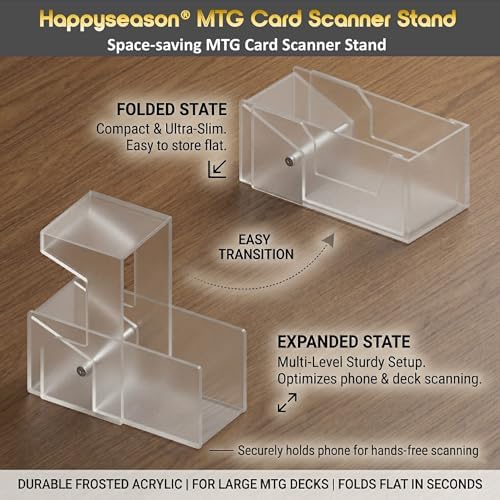 Soporte Plegable para Escanear Cartas Happyseason para MTG y TCG, Dos Cajones de Acrílico Frosted para Cartas Sin y Con Protector, Accesorios MTG - imagen 3