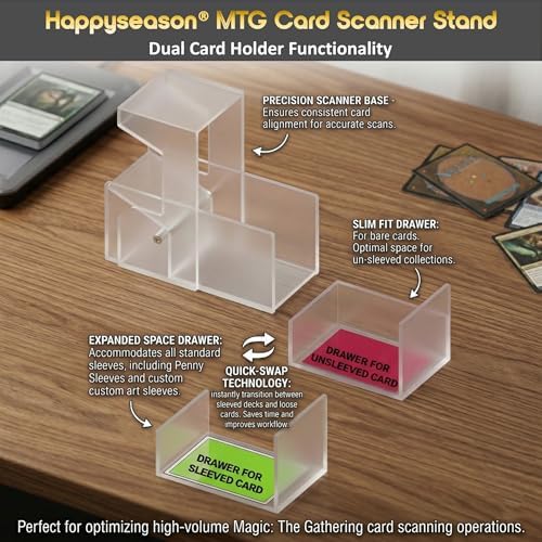 Soporte Plegable para Escanear Cartas Happyseason para MTG y TCG, Dos Cajones de Acrílico Frosted para Cartas Sin y Con Protector, Accesorios MTG - imagen 4