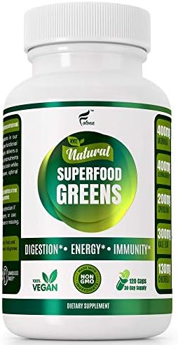Cápsulas Orgánicas Veganas de Super Greens con Ashwagandha - Apoyo Inmunológico con Nutrientes Naturales: Chlorella, Moringa, Espirulina, Cúrcuma, - imagen 1