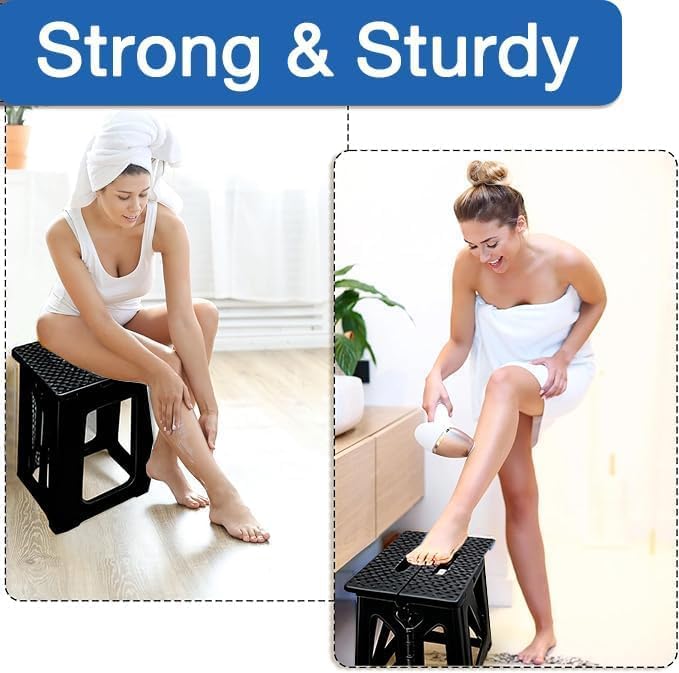 Taburete Esquinero Plegable Impermeable de Plástico ProTraverse para Baño - Banco Antideslizante para Ducha/Bañera, Soporta hasta 150 kg, 17.7 - imagen 5