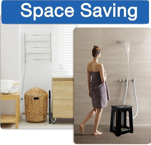 Taburete Esquinero Plegable Impermeable de Plástico ProTraverse para Baño - Banco Antideslizante para Ducha/Bañera, Soporta hasta 150 kg, 17.7 - imagen 6