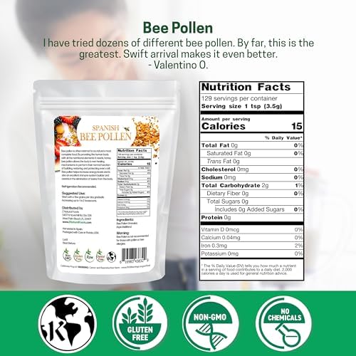 Polen de Abeja Español en Gránulos Z Natural Foods - Pólvora Pura y Cruda, Producto de España - Rico en Nutrientes para Energía y Apoyo Inmunológico - imagen 2