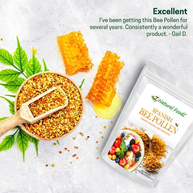 Polen de Abeja Español en Gránulos Z Natural Foods - Pólvora Pura y Cruda, Producto de España - Rico en Nutrientes para Energía y Apoyo Inmunológico - imagen 7