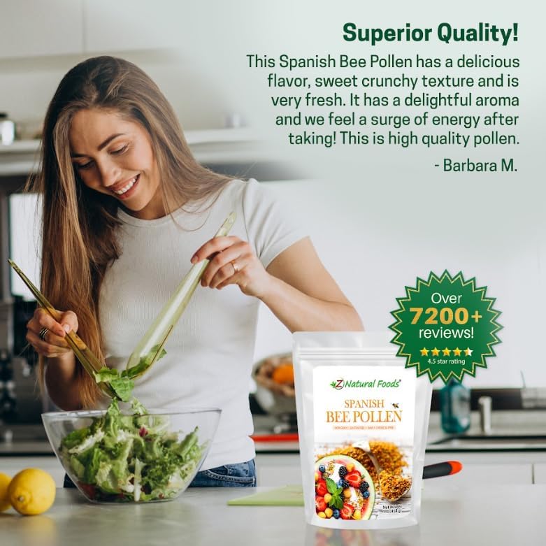 Polen de Abeja Español en Gránulos Z Natural Foods - Pólvora Pura y Cruda, Producto de España - Rico en Nutrientes para Energía y Apoyo Inmunológico - imagen 8