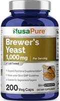 Levadura de Cerveza NusaPure - Vegetariana/Vegana, No GMO - 1000mg, 200 Cápsulas - imagen 1