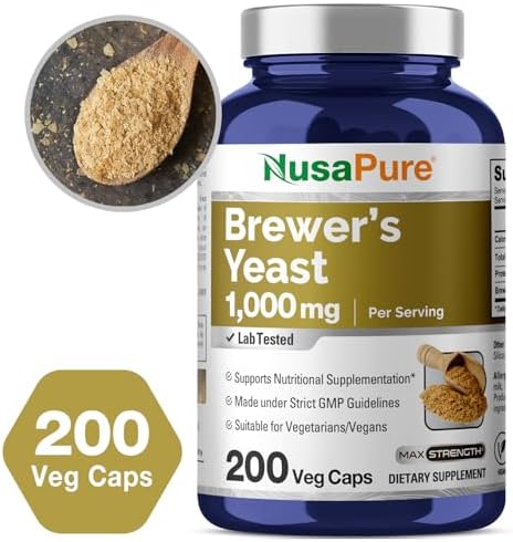 Levadura de Cerveza NusaPure - Vegetariana/Vegana, No GMO - 1000mg, 200 Cápsulas - imagen 4