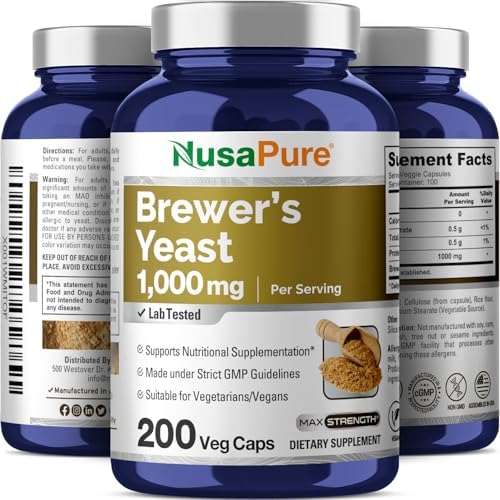 Levadura de Cerveza NusaPure - Vegetariana/Vegana, No GMO - 1000mg, 200 Cápsulas - imagen 5